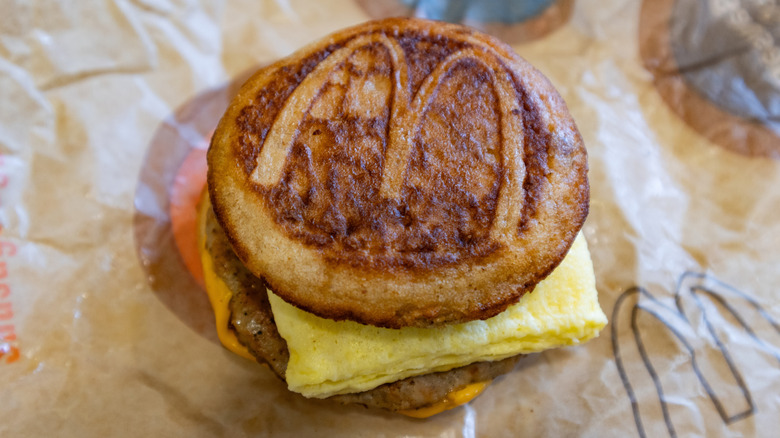 McDonald's McGriddle on a paper wrapper