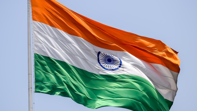 Indian flag waving in air