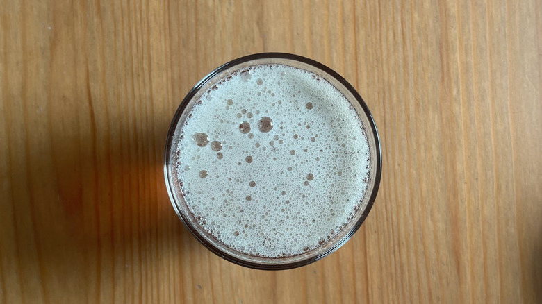 Simpler Times Lager in a glass from above
