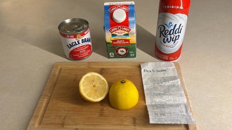 Whipped lemonade ingredients with receipt on counter