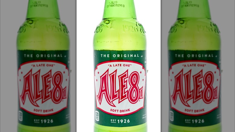 Close up of Ale-81 bottle of soda