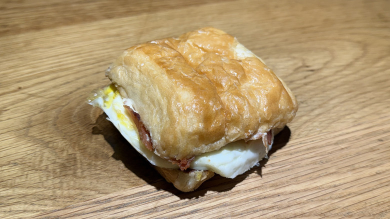 Bacon, Egg & Swiss Croissant on a table