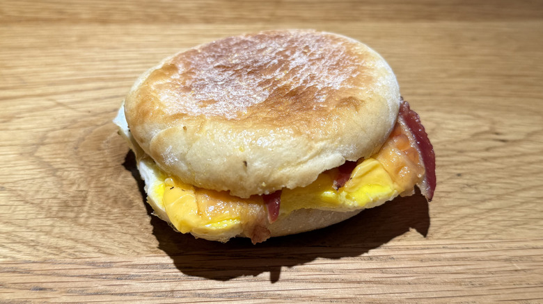 Bacon, Egg & Cheese English Muffin on a table
