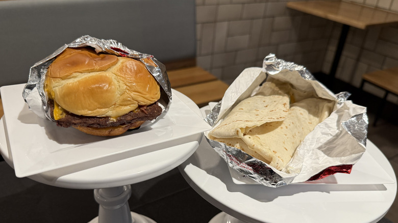 Wendy's Chicken Tenders Ranch Wrap and Cheesy Bacon Cheeseburger