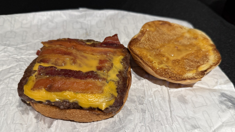 Open-faced Cheesy Bacon Cheeseburger