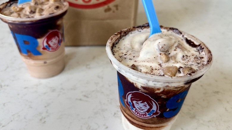 Wendy's Cookie Dough Frosty Fusion up close in vanilla