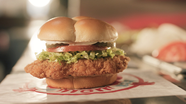 Wendy's new Spicy Chicken Sandwich on a wrapper