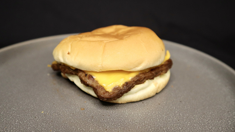 Wendy's cheeseburger on plate