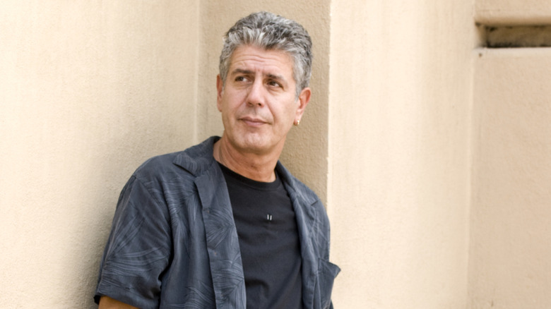 Anthony Bourdain on the set of his show "No Reservations"