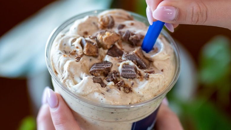 A Concrete Mixer with Reese's from Culver's seen up close in someone's hand.