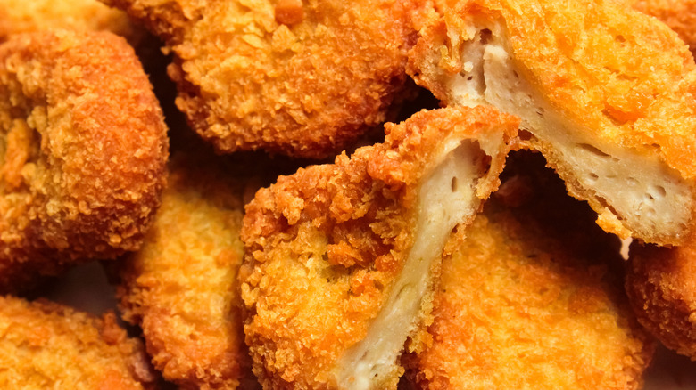 Closeup of chicken nuggets