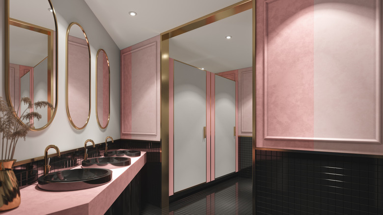 elegant restroom interior of modern restaurant