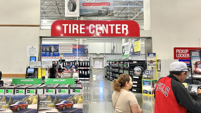 The entryway to the Costco tire center is pictured.