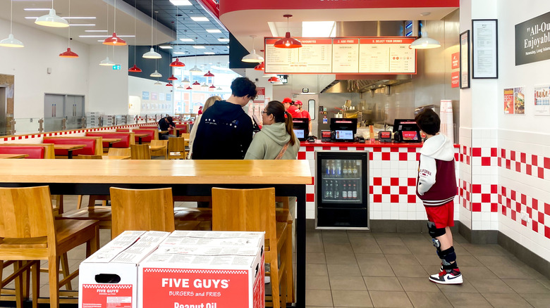 A Five Guys restaurant.
