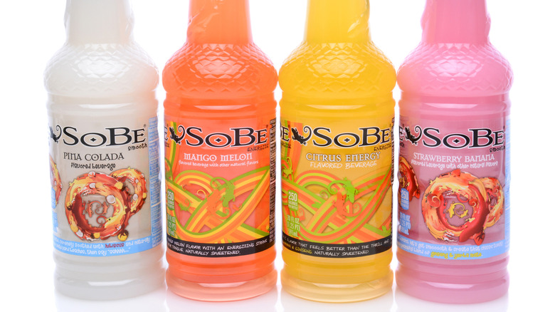 Bottles of SoBe in various flavors.