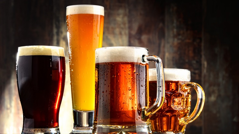 Glasses with different types of beer.