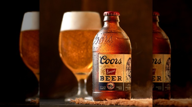 Coors banquet bottle close-up