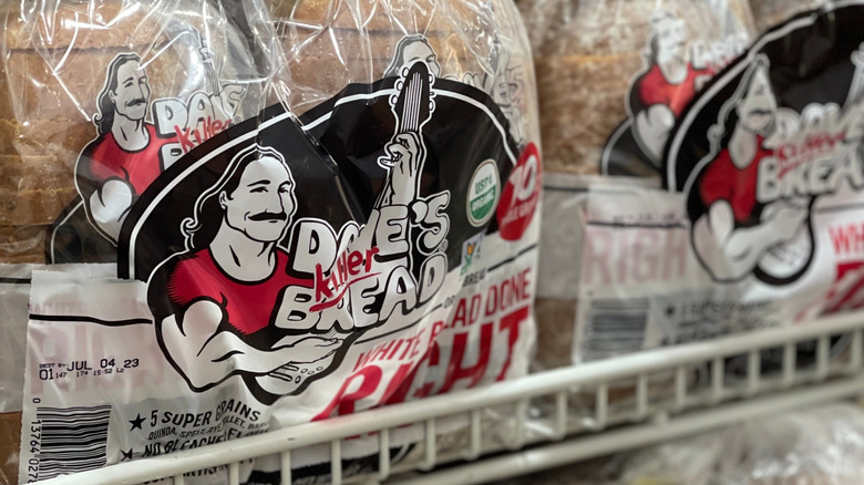Close up of Dave's Killer White Bread package on shelf