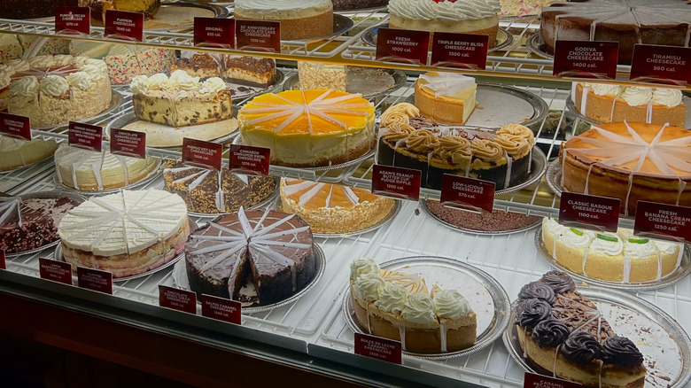 Cheesecake case at The Cheesecake Factory