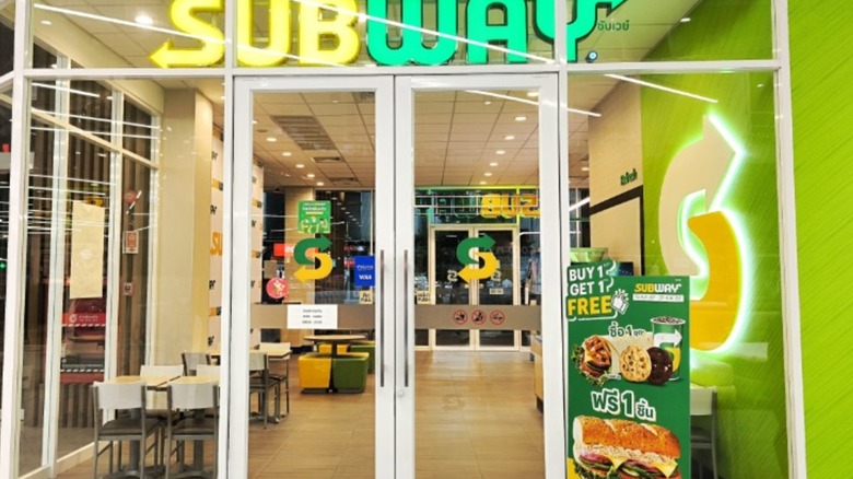 Front entrance of a Subway store