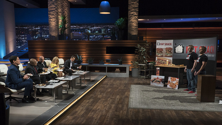 The founders of Fat Shack doing their pitch on Shark Tank