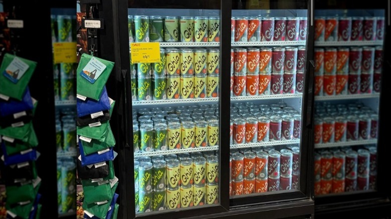 Cans of Ghia inside a retail store