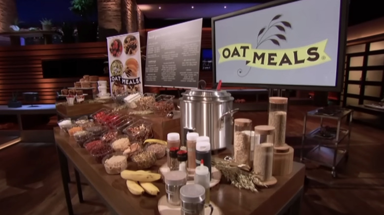 The display of products by OatMeats on the "Shark Tank" set.