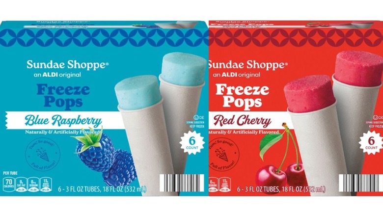 Sundae Shoppe Red Cherry and Blue Raspberry Freeze Pops on a white background.