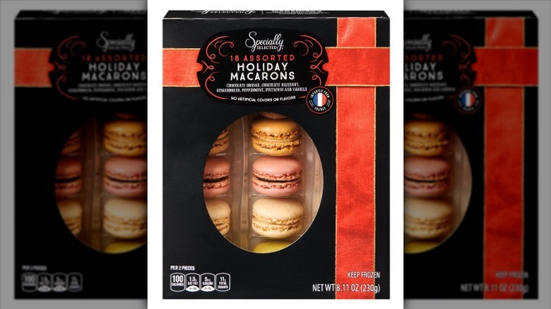 Box of Aldi's holiday macarons