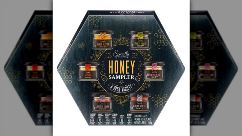 Box of Aldi honey sampler on white background