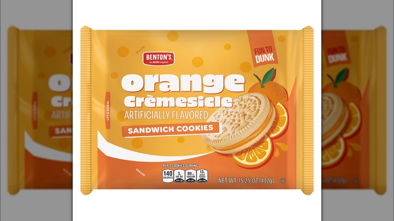 A package of the Benton's Orange Cremesicle Sandwich Cookies