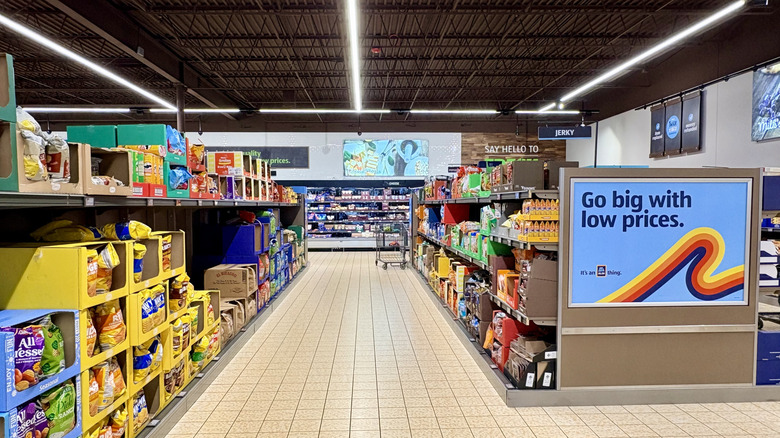 Aldi snack aisle inside grocery store
