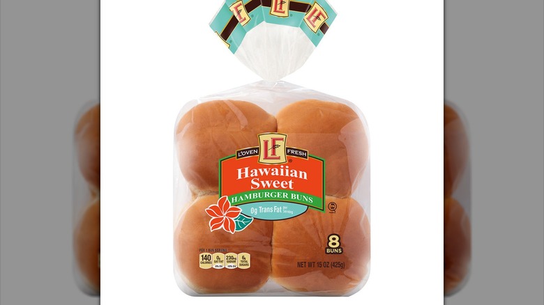 A bag of the L'Oven Fresh Hawaiian Sweet Hamburger Buns