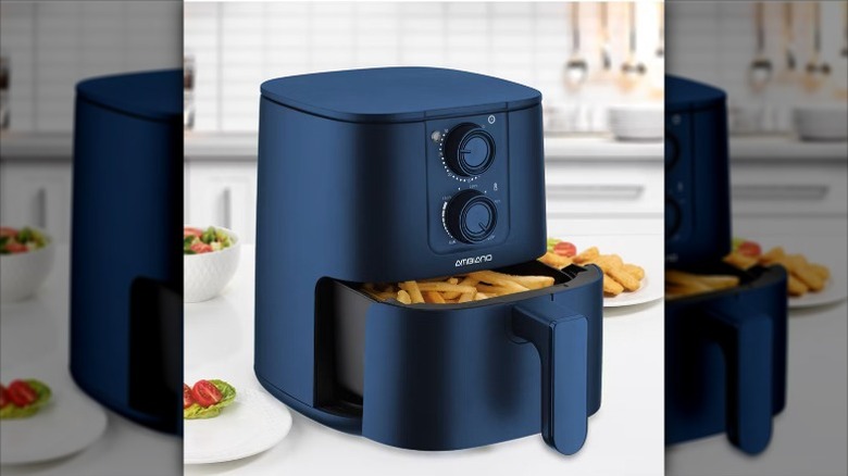 blue Ambiano air fryer in a kitchen