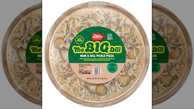 Mama Cozzi's The Big Dill pizza in packaging on white background