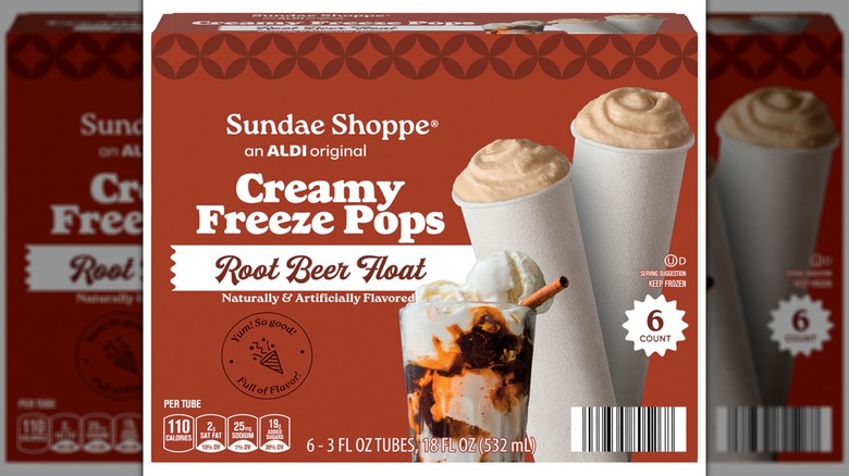 Sundae Shoppe Root Beer Float Creamy Freeze Pops in package on white background