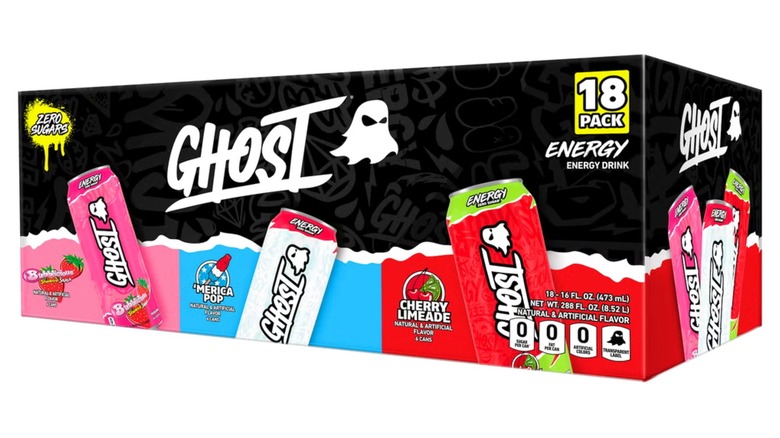 A box of Ghost Energy Drink featuring 3 different flavors