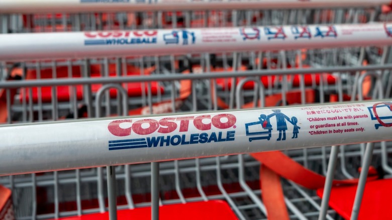 closeup of Costco shopping cart handles