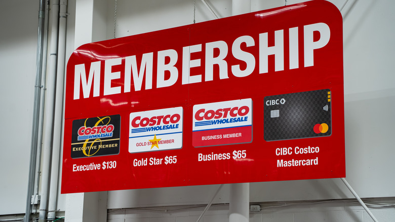 A Costco membership display board