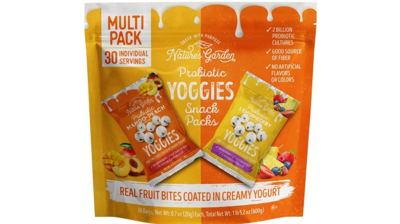 Nature's Garden Probiotic Yoggies Variety Pack from Costco on a white background.