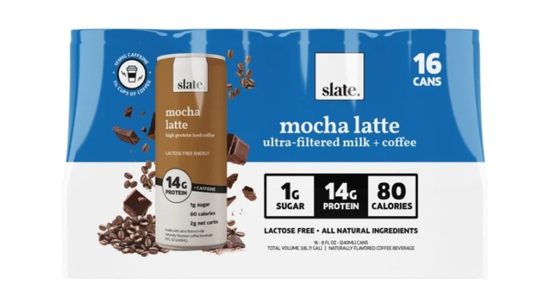 A pack of Slate Mocha Lattes on a white background.