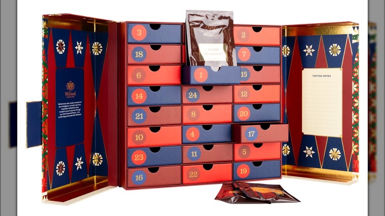 Whittard Hot Cocoa Advent Calendar opened on white background