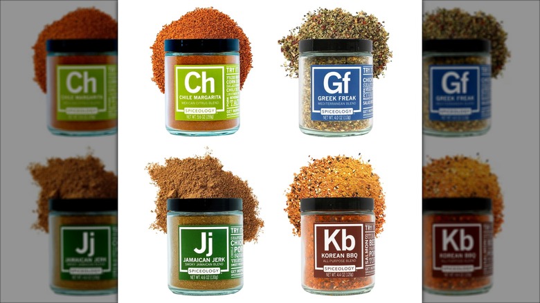 Spiceology Global Flavors Gift Set with loose seasonings on white background