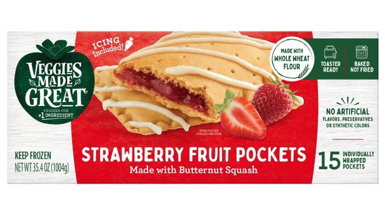 Veggies Made Great Strawberry Fruit Pockets in cardboard packaging on a white background.