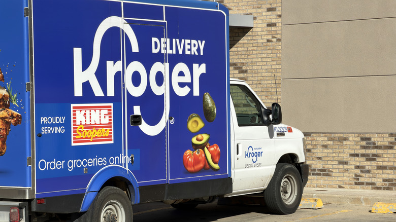 Kroger delivery truck parked in a lot