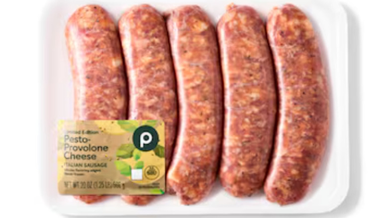 A package of Publix Pesto-Provolone Cheese Italian Sausage