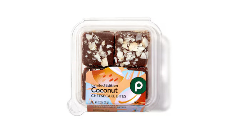 Publix Coconut Cheesecake Bites on a white background.