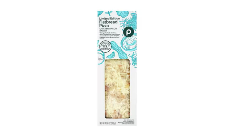 Publix Chicken Bacon Ranch Flatbread Pizza on a white background.