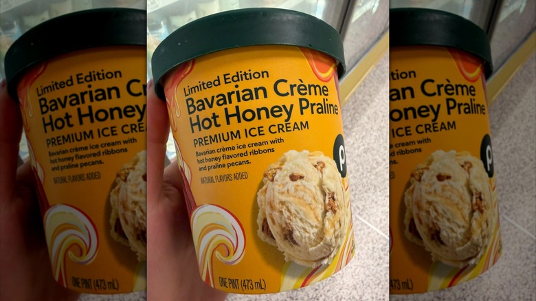 One pint of Publix limited edition ice cream in Bavarian Crème Hot Honey Praline flavor