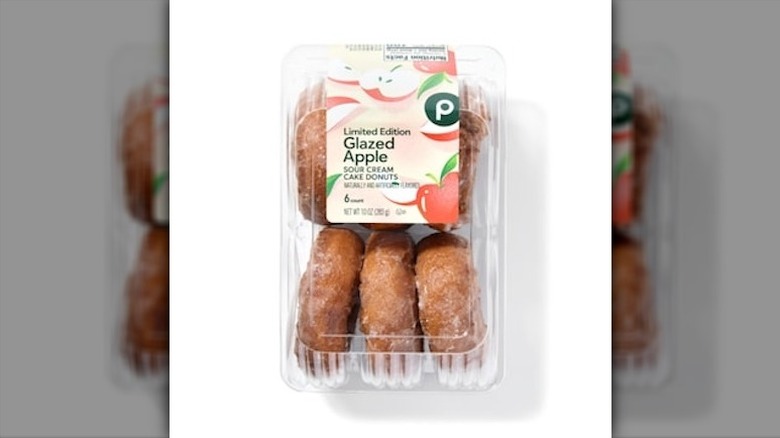 A product image of Publix's Glazed Apple Sour Cream Donut in a box